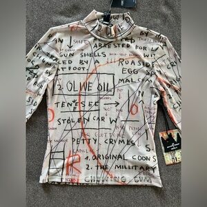 Super RARE Jean-Michel Basquiat Long Sleeve Mesh Top Olive Oil 1982 MEDIUM